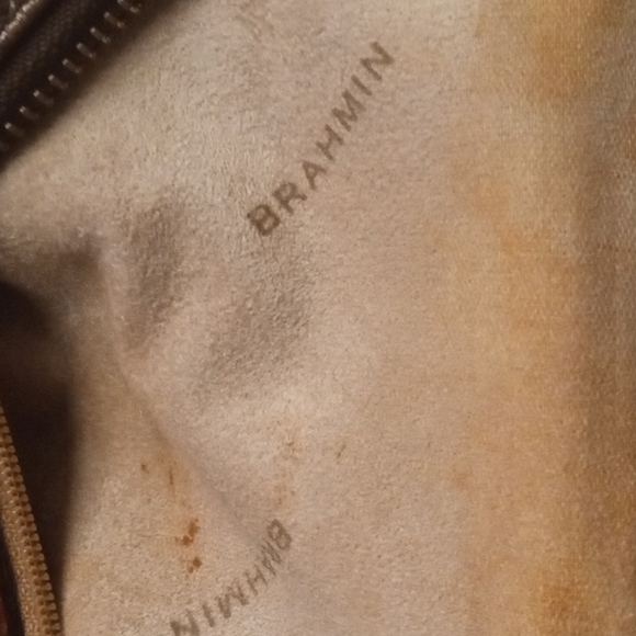 BRAHMIN " Lacy " Pecan Tri Color Multi Texture Small Hobo Shoulder Bag Purse. - Picture 10 of 13